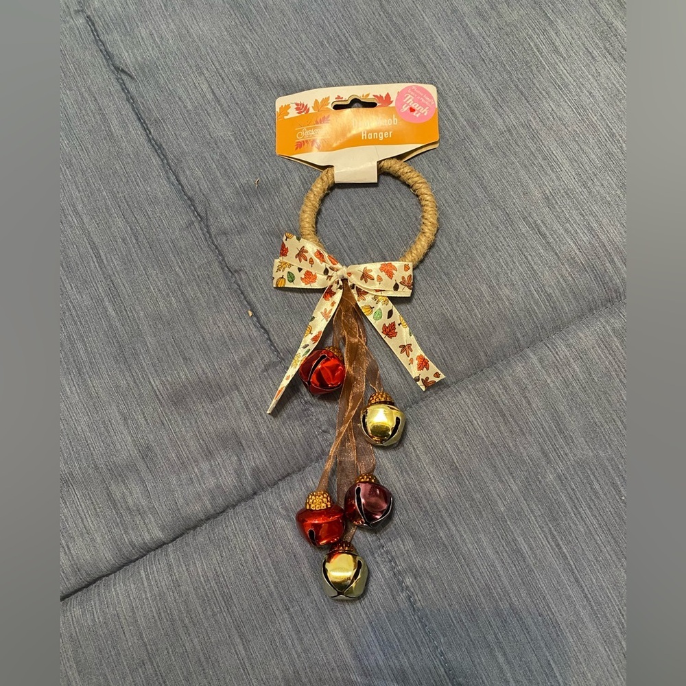 Festive Fall Bell Door Hanger with Bow NWT
